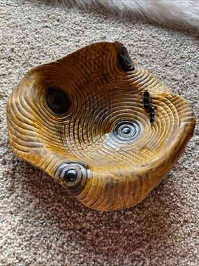 Handmade Pottery - Catchall Bowl - Rustic Yellow-Brown Accent